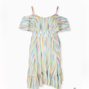 Torrid Rainbow Gauze Cold Shoulder Skater Dress